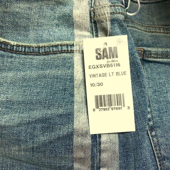 Sam Edelman The Jenny Skirt Vintage Light Denim Silver Side Stripe Sz 10 30 NEW - Picture 6 of 7